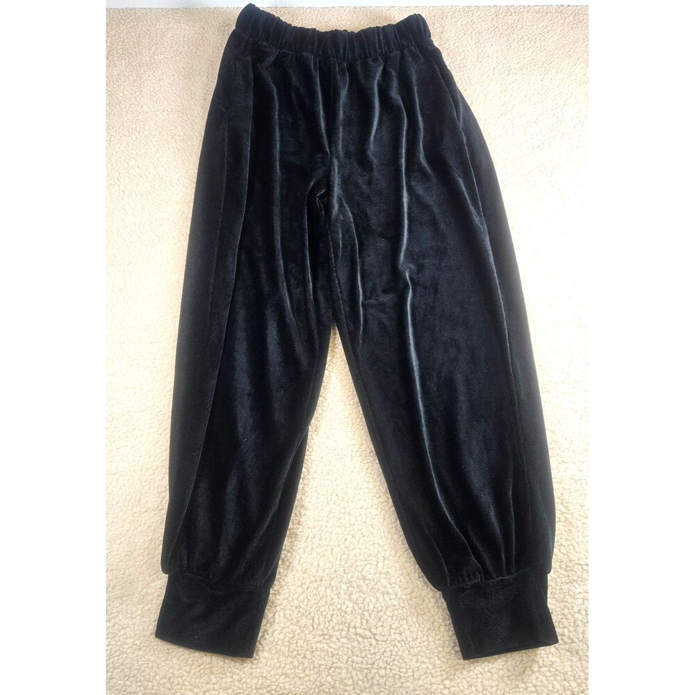 NY&C New York & Company Velvet Jogger Pants Womens L Black Stretch Lounge‎ NWT